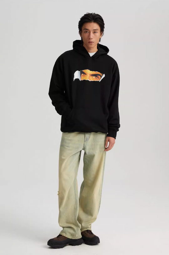 Wassup House Torn Face Print Hoodie