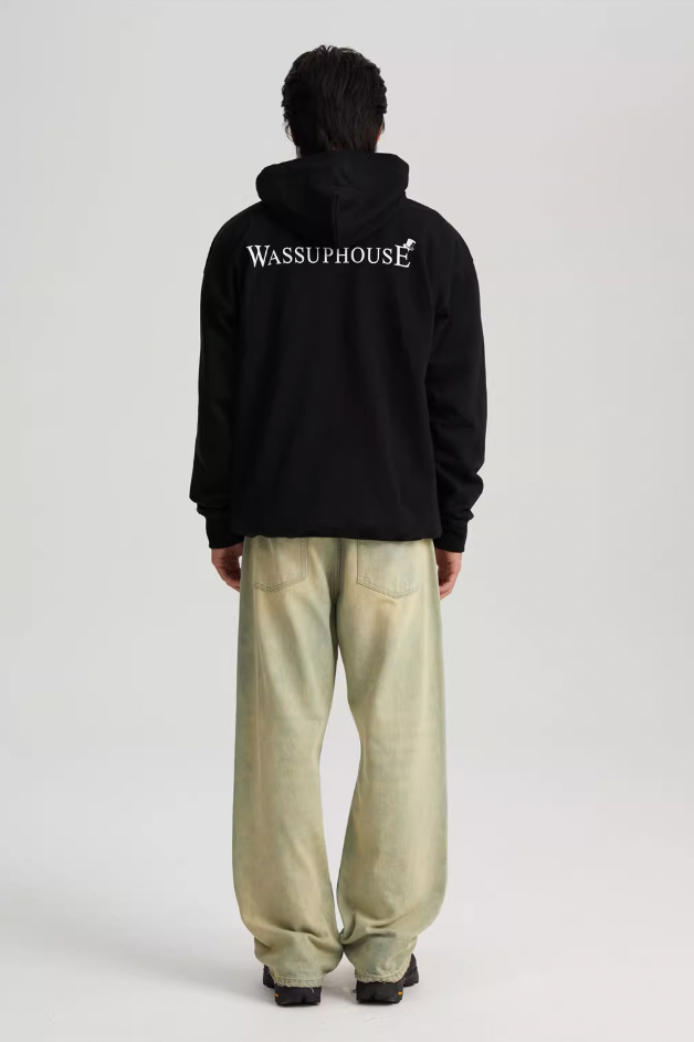 Wassup House Torn Face Print Hoodie
