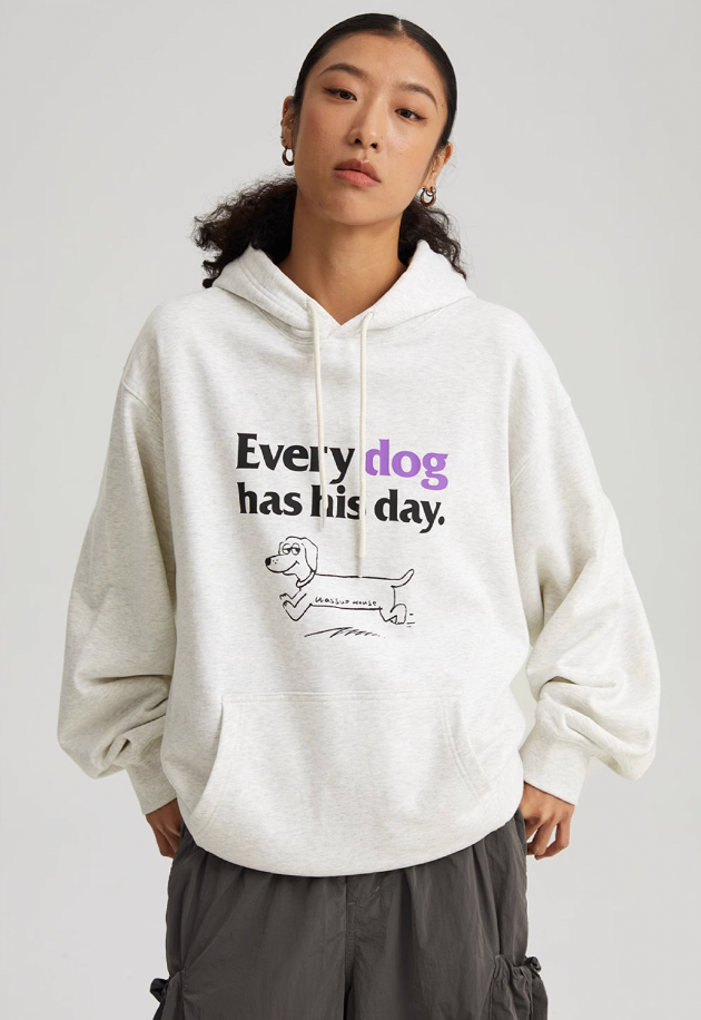 Wassup House Puppy's Day Print Hoodie