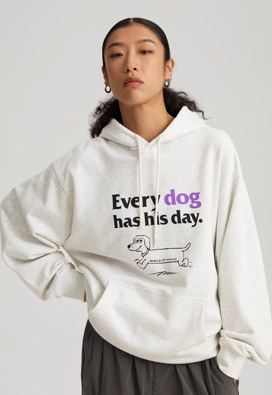 Wassup House Puppy's Day Print Hoodie