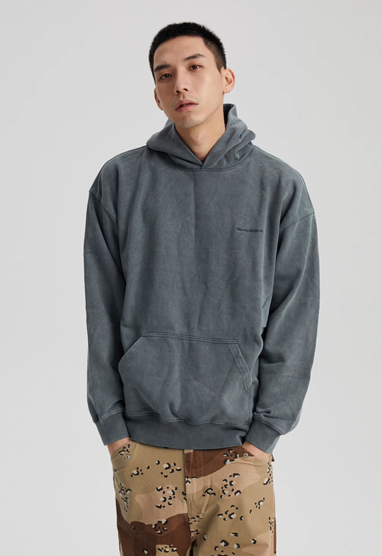 Wassup House Washed Embroidered Logo Hoodie