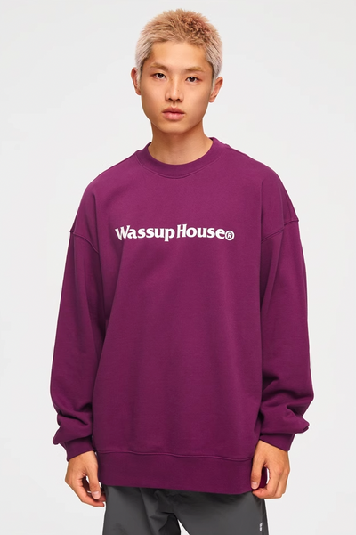 Wassup House Basic Printing Logo Sweatshirt dark red-1