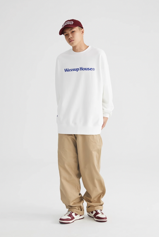 Wassup House Basic Printing Logo Sweatshirt white-2