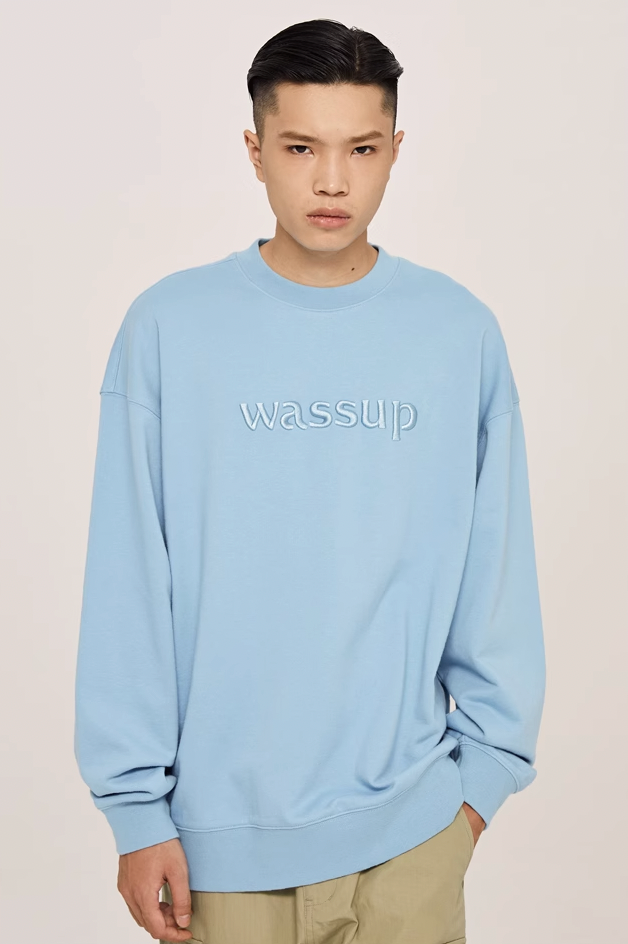 Wassup House 3D Embroidery Basic Logo Sweatshirt