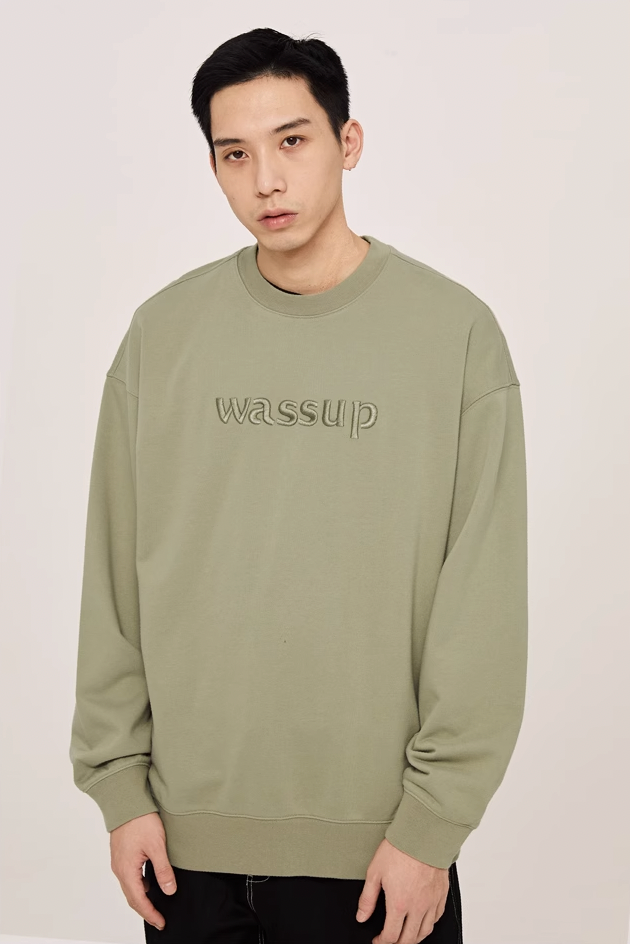 Wassup House 3D Embroidery Basic Logo Sweatshirt