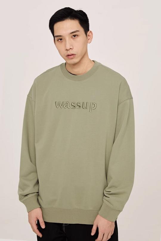 Wassup House 3D Embroidery Basic Logo Sweatshirt