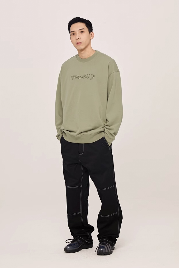 Wassup House 3D Embroidery Basic Logo Sweatshirt