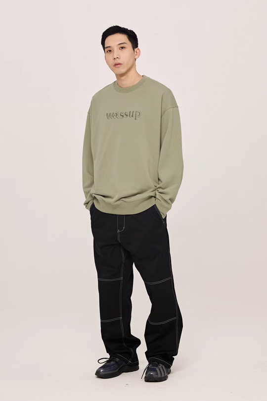 Wassup House 3D Embroidery Basic Logo Sweatshirt
