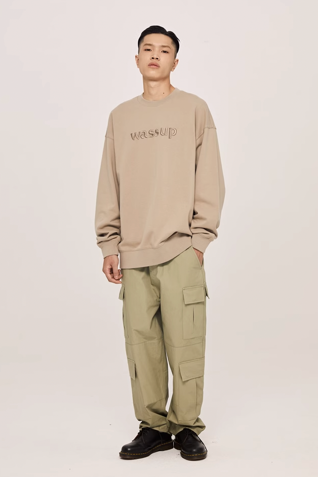 Wassup House 3D Embroidery Basic Logo Sweatshirt