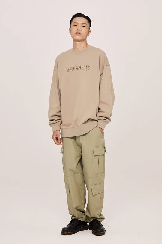 Wassup House 3D Embroidery Basic Logo Sweatshirt