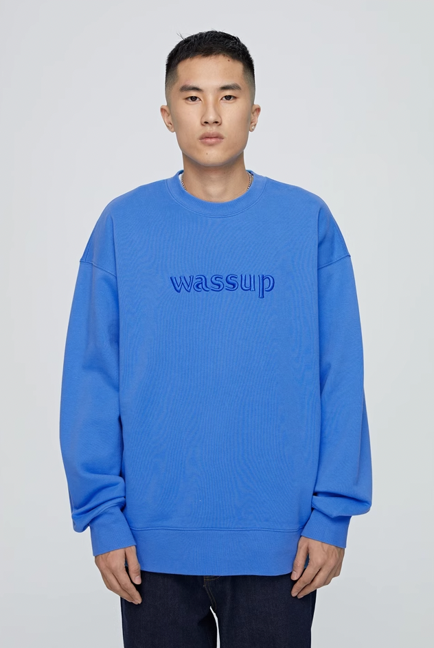 Wassup House 3D Embroidery Basic Logo Sweatshirt