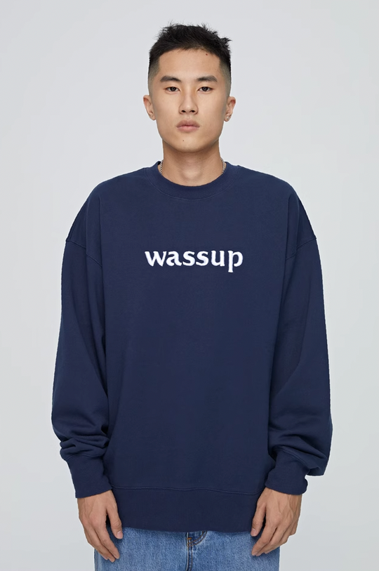 Wassup House 3D Embroidery Basic Logo Sweatshirt