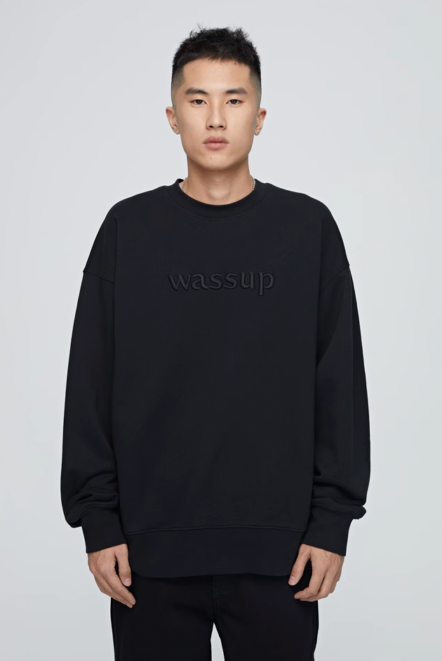 Wassup House 3D Embroidery Basic Logo Sweatshirt