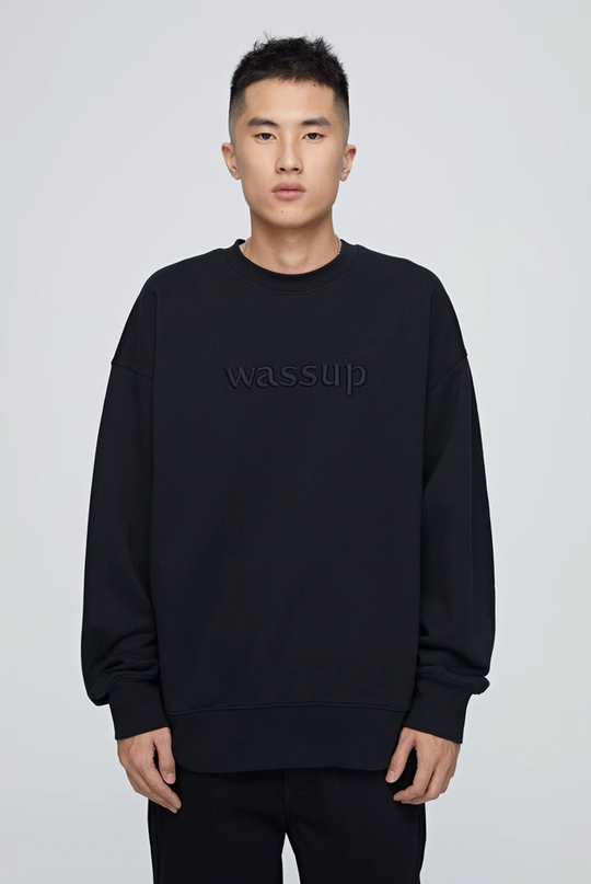 Wassup House 3D Embroidery Basic Logo Sweatshirt