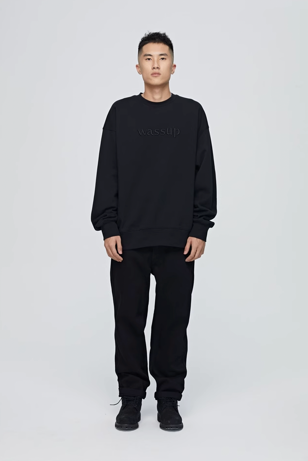 Wassup House 3D Embroidery Basic Logo Sweatshirt