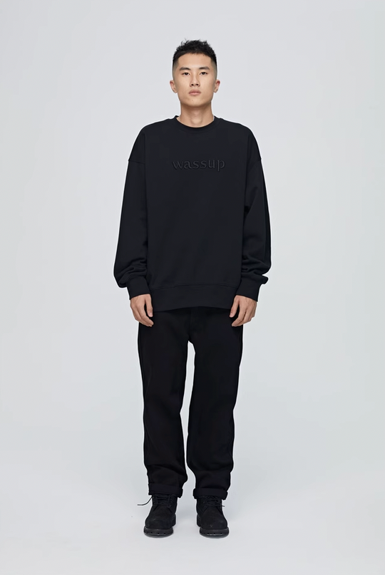 Wassup House 3D Embroidery Basic Logo Sweatshirt