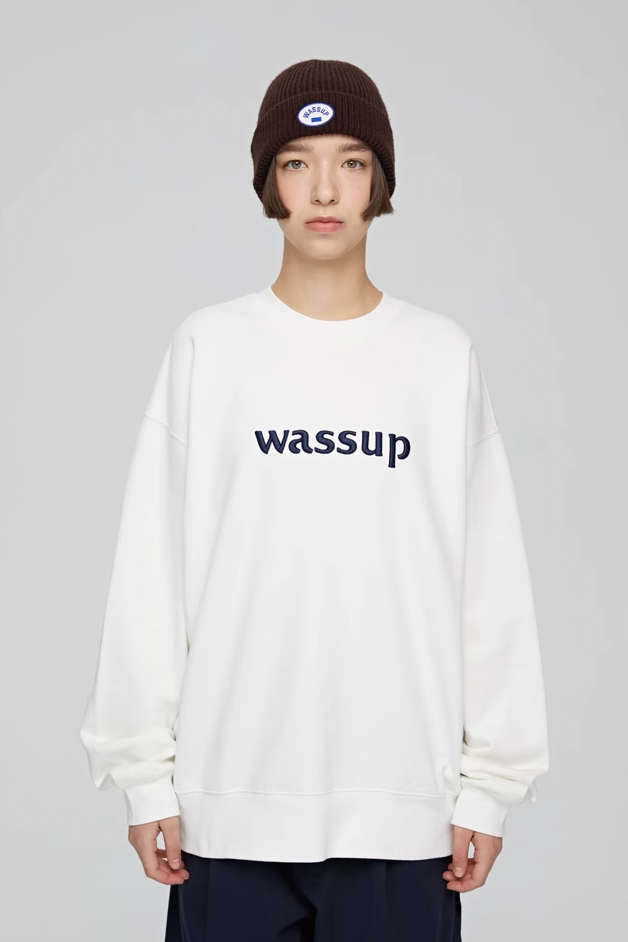 Wassup House 3D Embroidery Basic Logo Sweatshirt