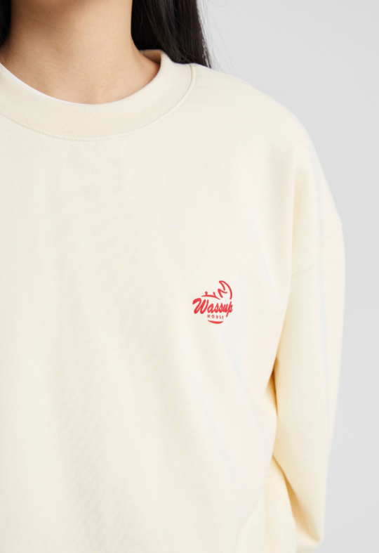 Wassup House Crab Graffiti Word Foam Printing Sweatshirt