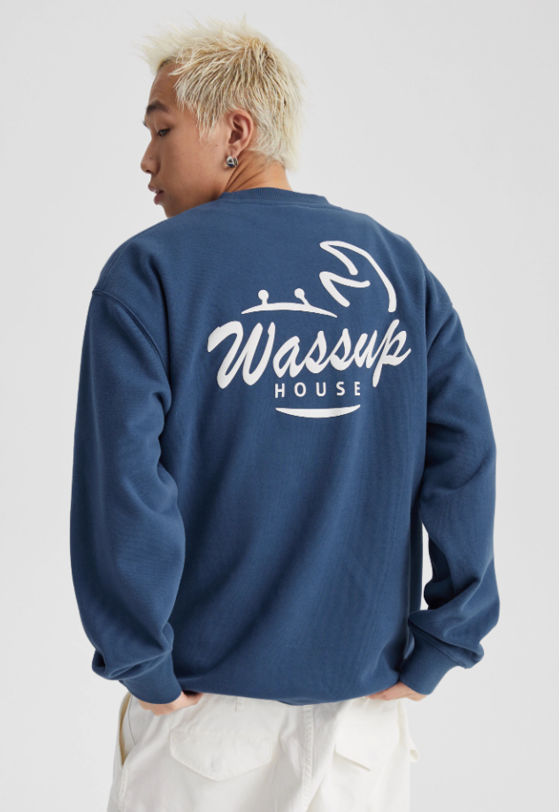 Wassup House Crab Graffiti Word Foam Printing Sweatshirt