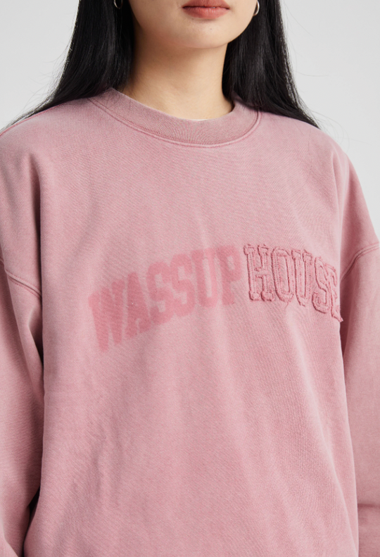 Wassup House Heavy Washing Destruction Patch Embroidery Sweatshirt