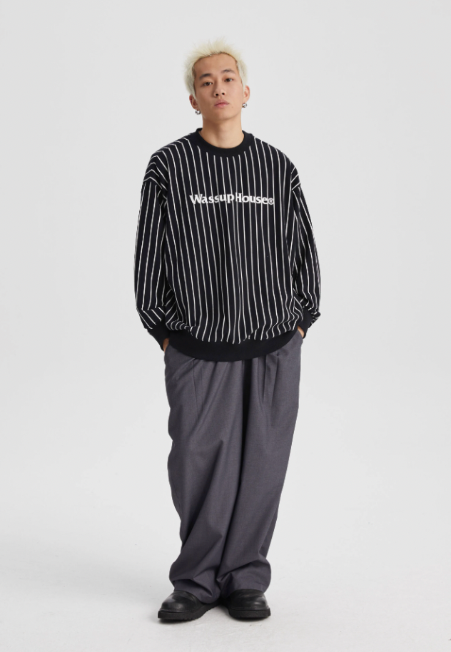 Wassup House Stripes Basic Logo Sweatshirt