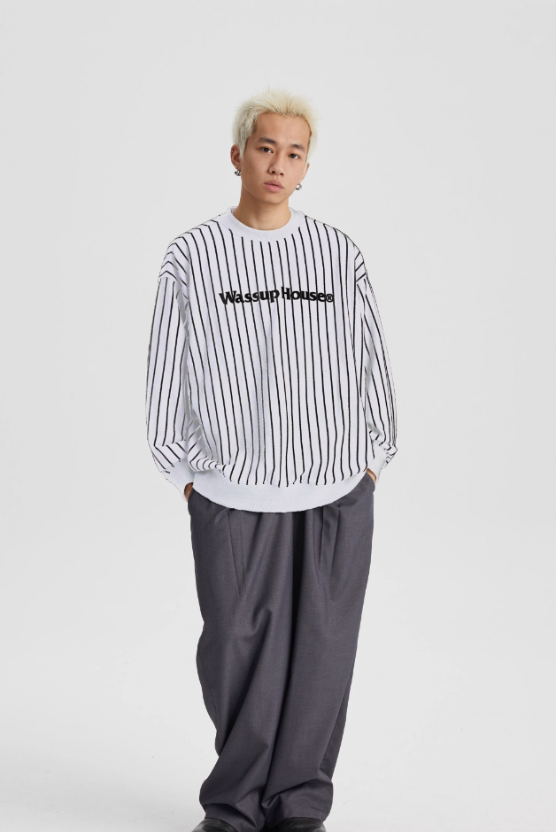 Wassup House Stripes Basic Logo Sweatshirt