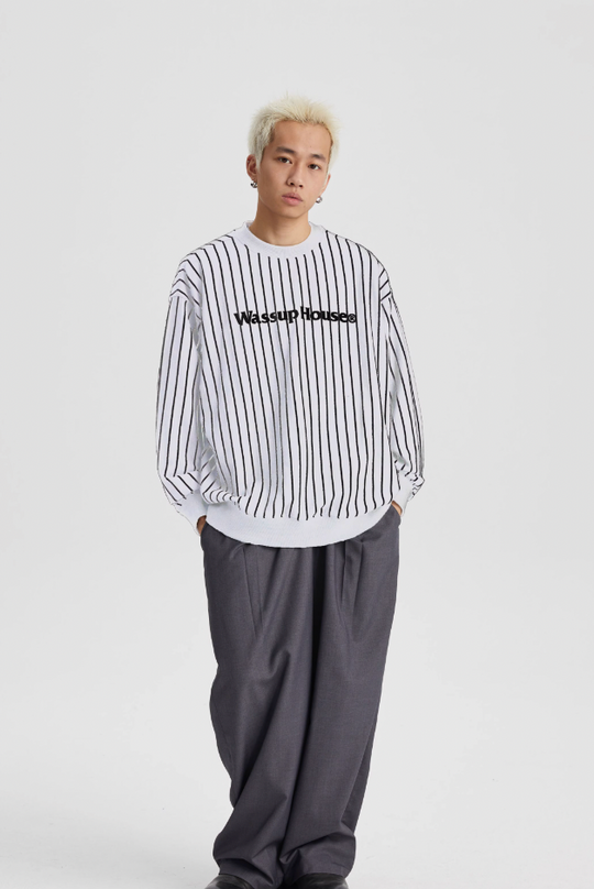 Wassup House Stripes Basic Logo Sweatshirt