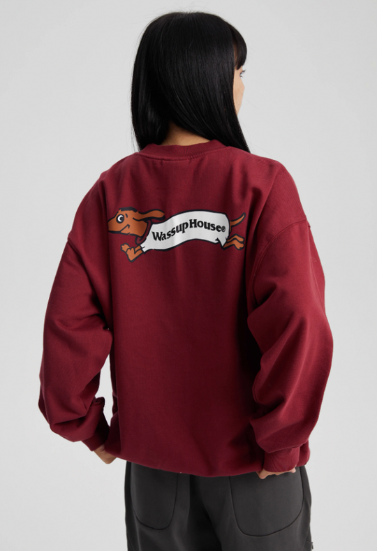 Wassup House Dachshund Running Printed Sweatshirt