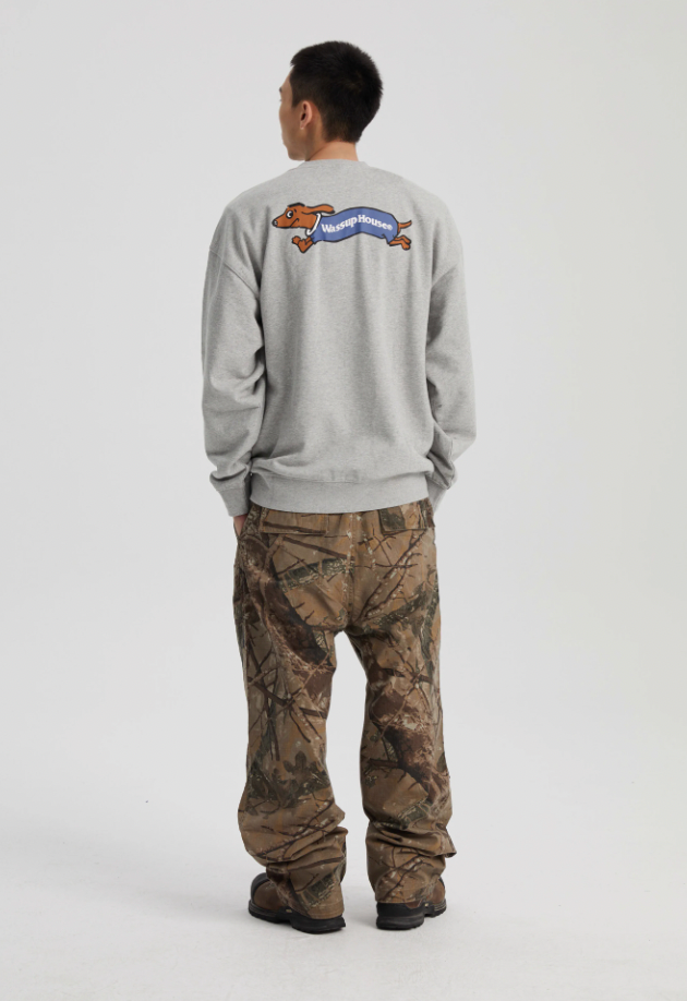 Wassup House Dachshund Running Printed Sweatshirt