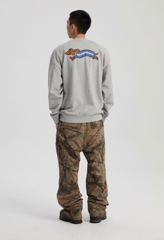 Wassup House Dachshund Running Printed Sweatshirt