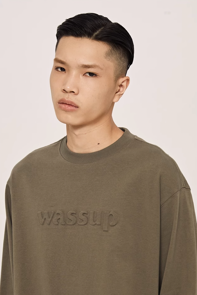 Wassup House Basic 3D Embossed Logo Long Sleeved Tee