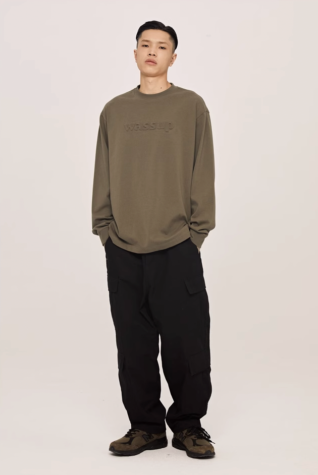 Wassup House Basic 3D Embossed Logo Long Sleeved Tee
