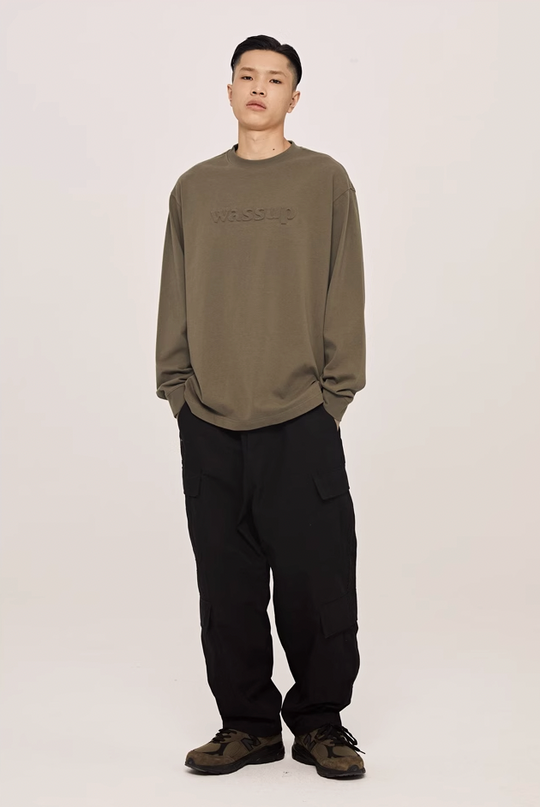 Wassup House Basic 3D Embossed Logo Long Sleeved Tee