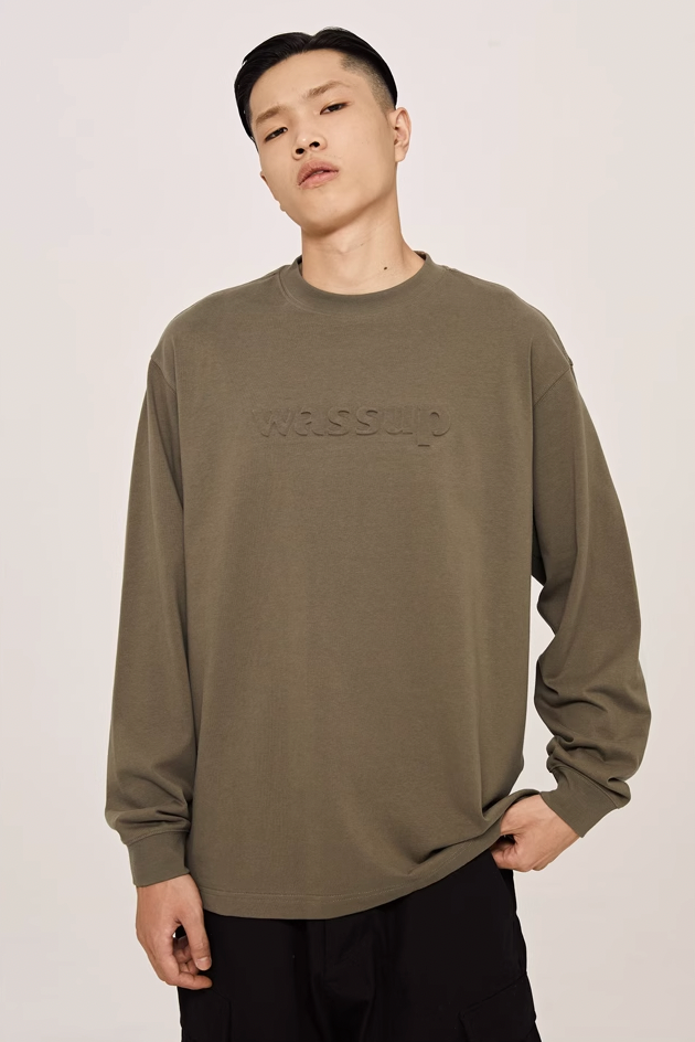 Wassup House Basic 3D Embossed Logo Long Sleeved Tee