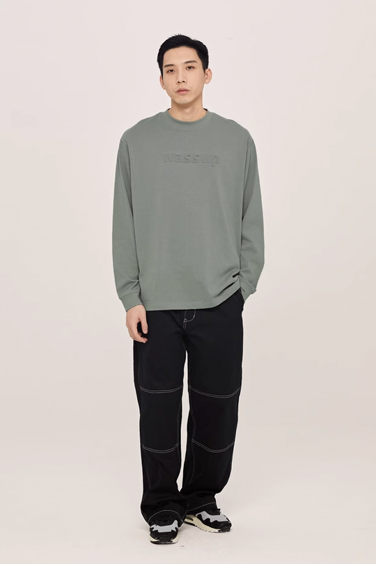 Wassup House Basic 3D Embossed Logo Long Sleeved Tee