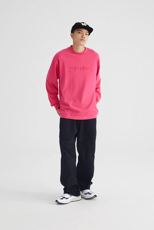 Wassup House Basic 3D Embossed Logo Long Sleeved Tee