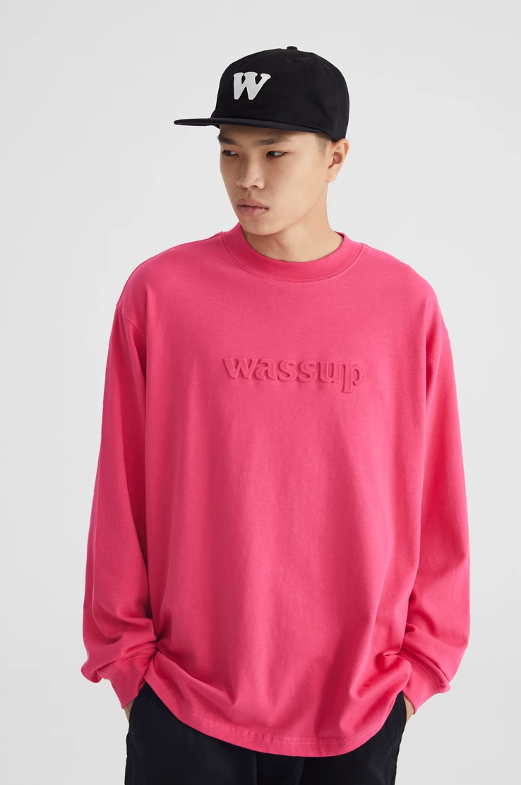 Wassup House Basic 3D Embossed Logo Long Sleeved Tee