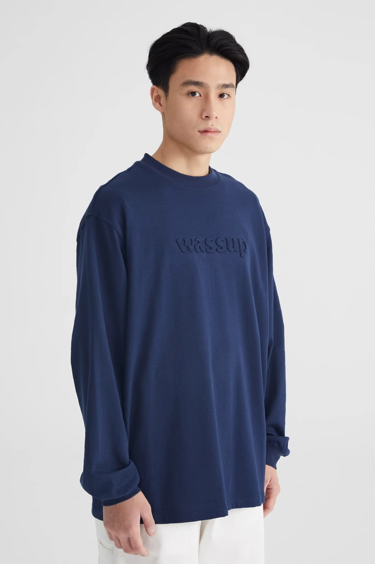 Wassup House Basic 3D Embossed Logo Long Sleeved Tee
