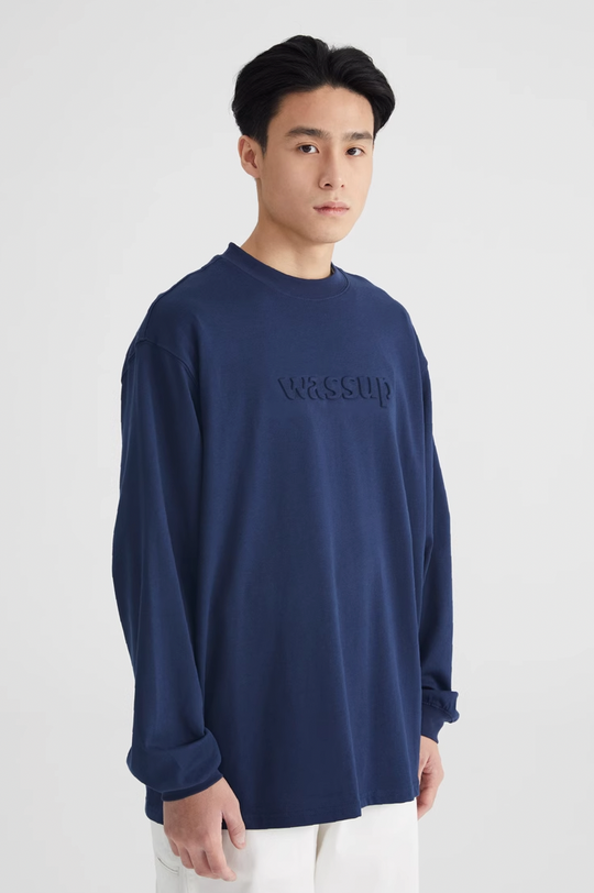 Wassup House Basic 3D Embossed Logo Long Sleeved Tee