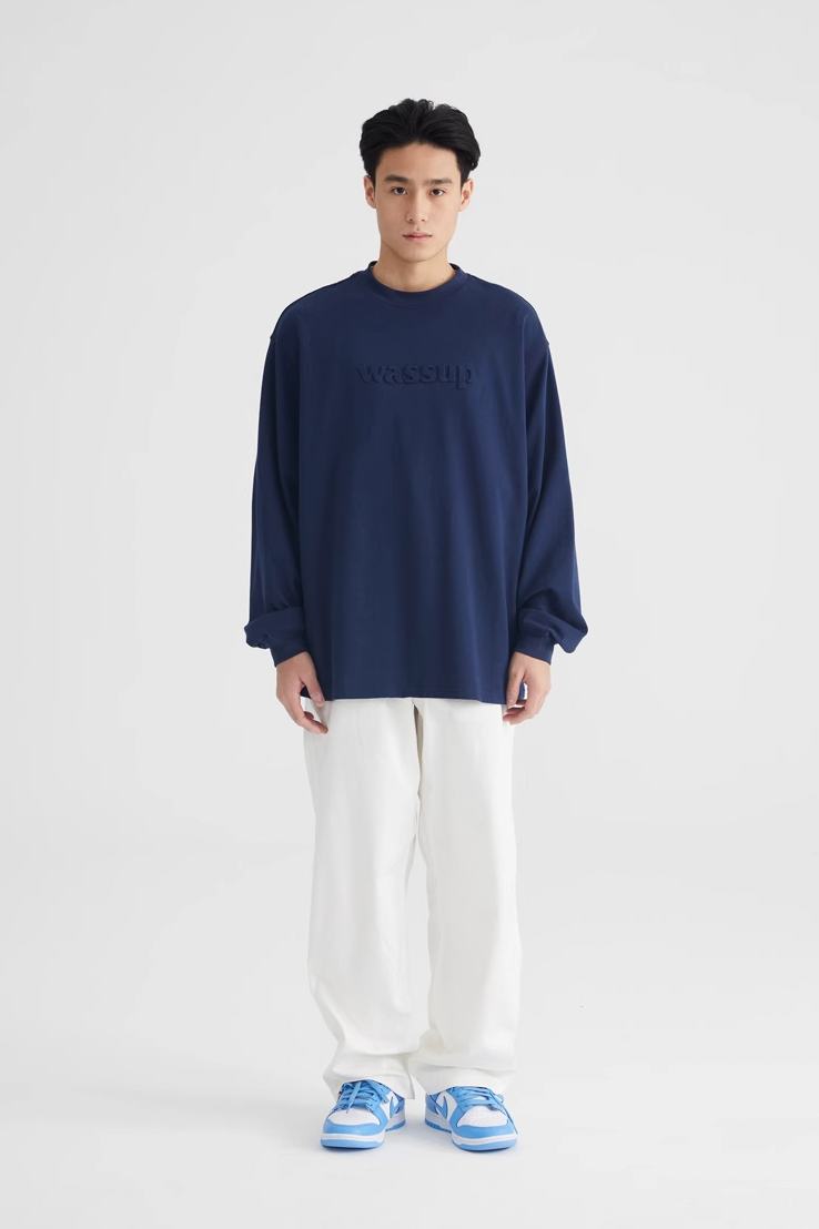 Wassup House Basic 3D Embossed Logo Long Sleeved Tee