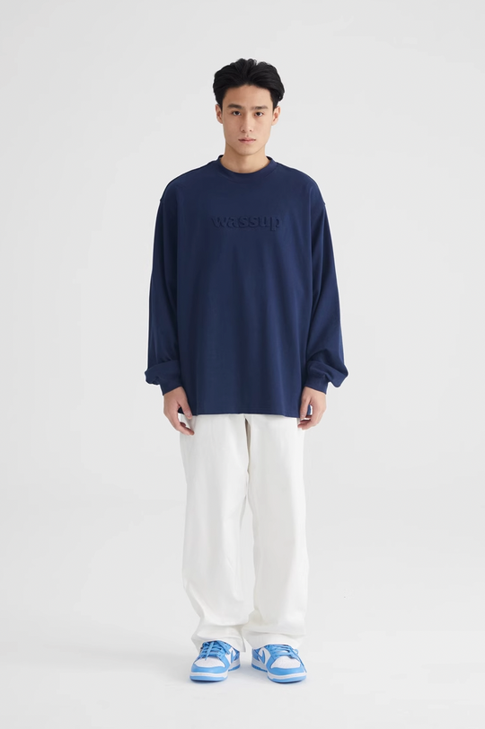 Wassup House Basic 3D Embossed Logo Long Sleeved Tee