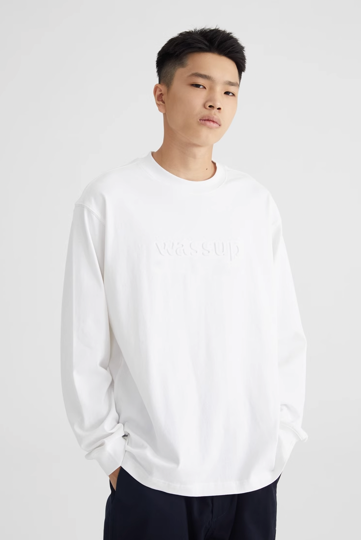 Wassup House Basic 3D Embossed Logo Long Sleeved Tee
