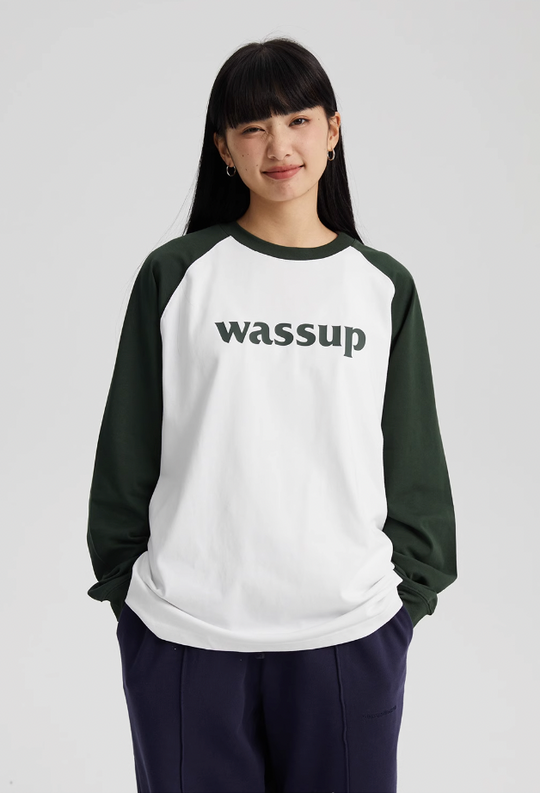 Wassup House Basic Logo Raglan Long Sleeved Tee