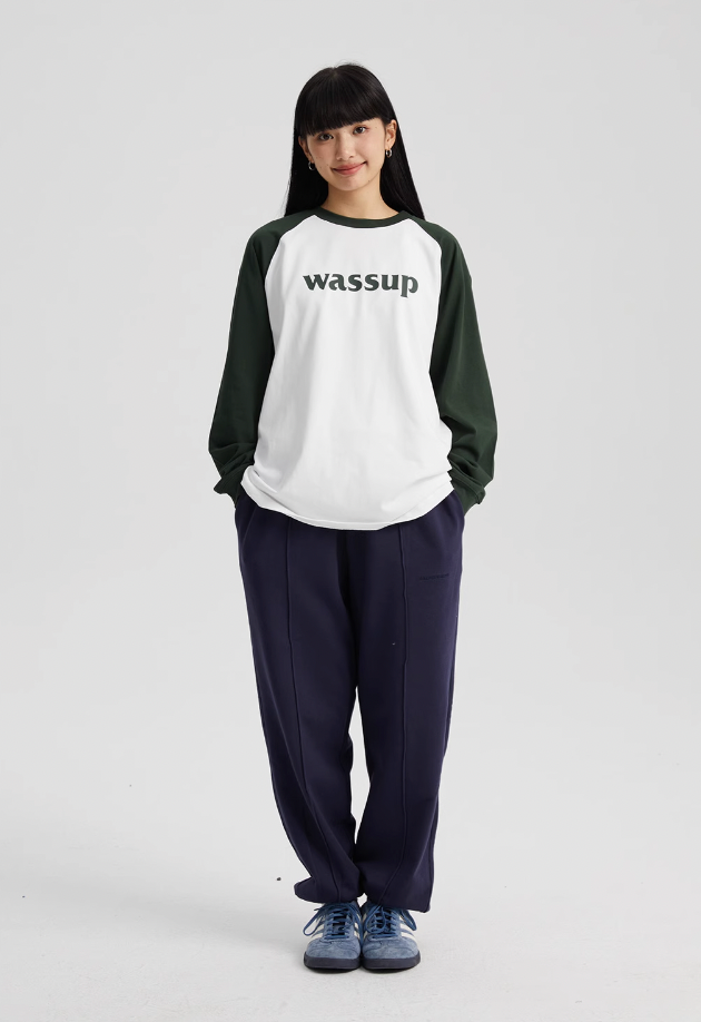 Wassup House Basic Logo Raglan Long Sleeved Tee