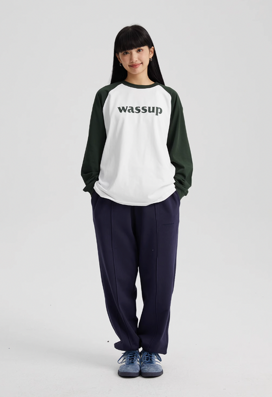 Wassup House Basic Logo Raglan Long Sleeved Tee