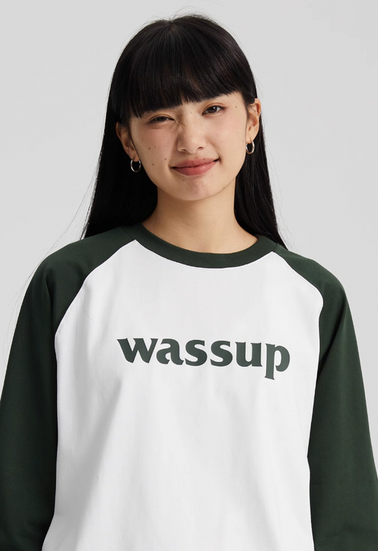 Wassup House Basic Logo Raglan Long Sleeved Tee
