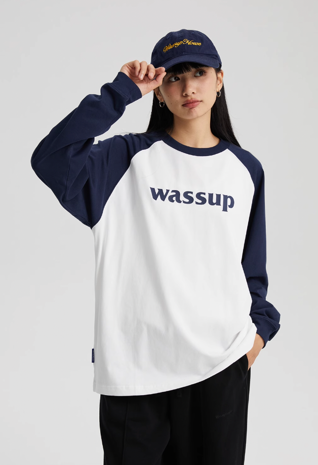 Wassup House Basic Logo Raglan Long Sleeved Tee