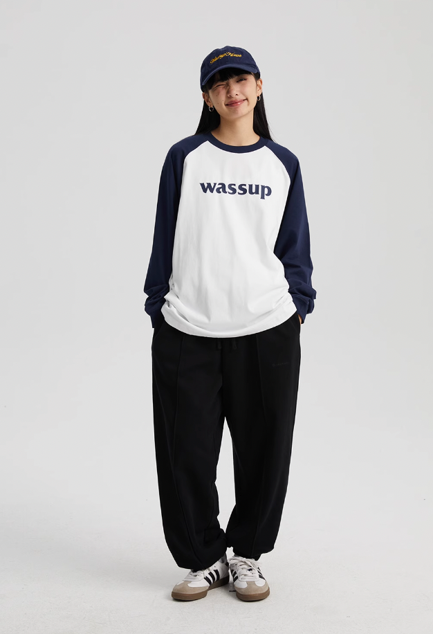 Wassup House Basic Logo Raglan Long Sleeved Tee