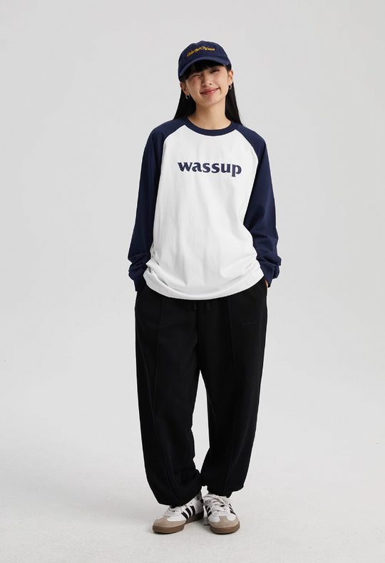 Wassup House Basic Logo Raglan Long Sleeved Tee