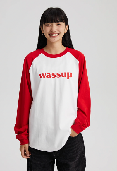 Wassup House Basic Logo Raglan Long Sleeved Tee